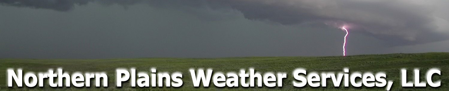 This is the Northern Plains Weather Services, LLC, banner showing a lightning flash.